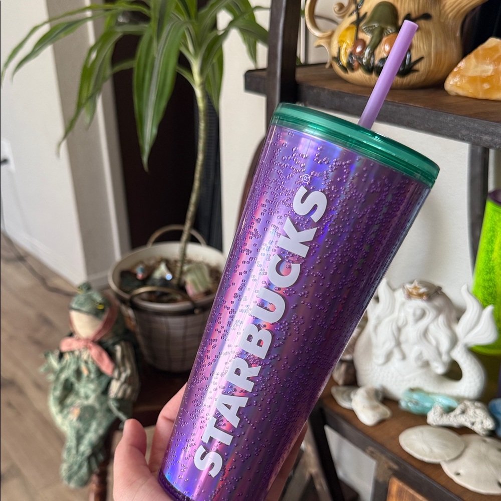 Starbucks Iridescent Purple Tumbler with Green Lid
